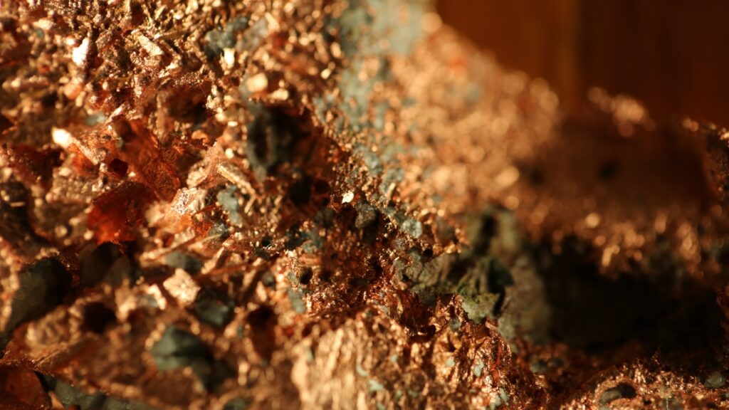 Close-up of crystalline copper structure