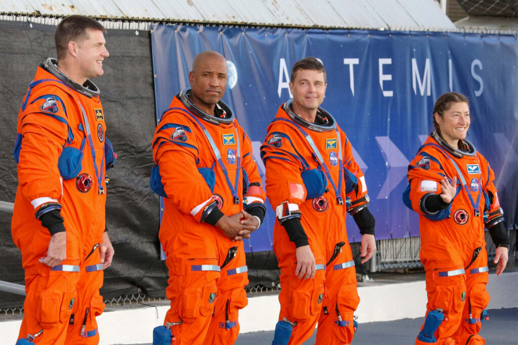 Official Artemis II crew portrait — Reid Wiseman, Victor Glover, Christina Koch, Jeremy Hansen